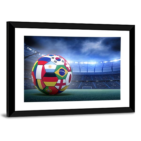 Soccer Ball In The Stadium Canvas Wall Art-5 Horizontal-Gallery Wrap-22" x 12"-Tiaracle