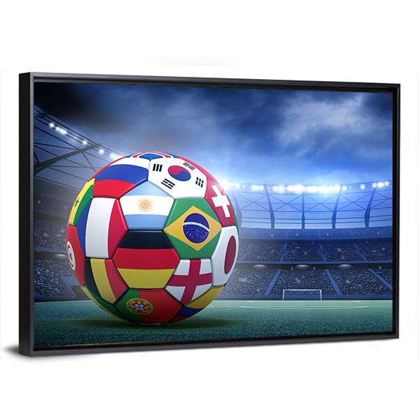 Soccer Ball In The Stadium Canvas Wall Art-5 Horizontal-Gallery Wrap-22" x 12"-Tiaracle