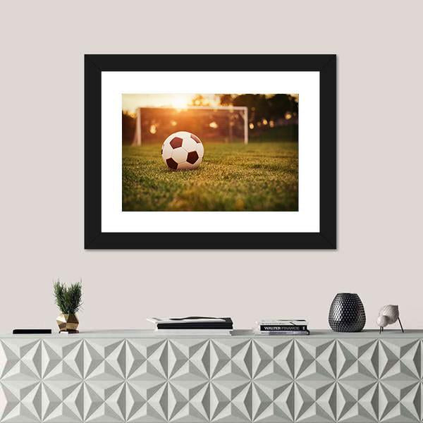 Soccer In Sunset Canvas Wall Art-1 Piece-Framed Print-20&quot; x 16&quot;-Tiaracle