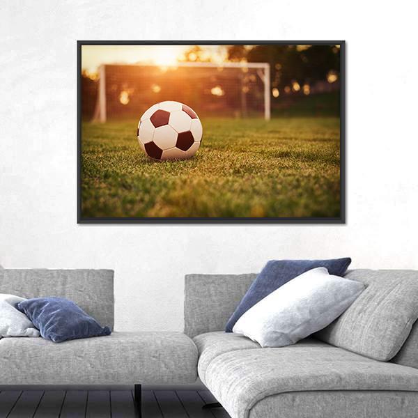 Soccer In Sunset Canvas Wall Art-5 Horizontal-Gallery Wrap-22" x 12"-Tiaracle