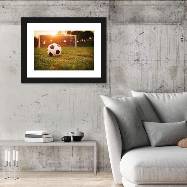Soccer In Sunset Canvas Wall Art-5 Horizontal-Gallery Wrap-22" x 12"-Tiaracle