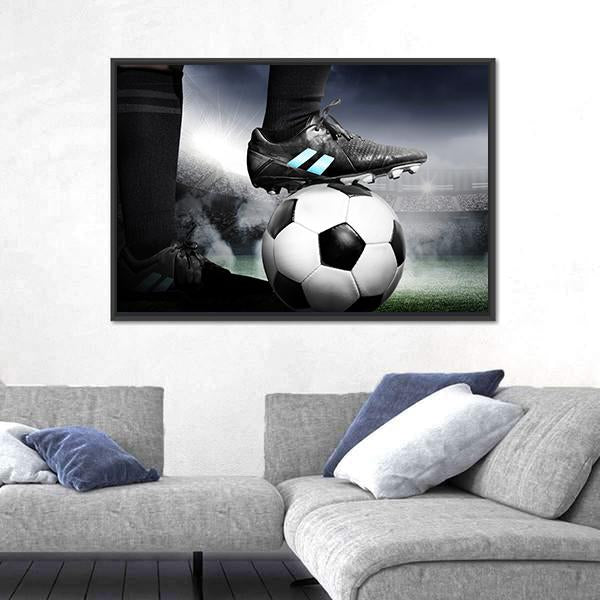 Soccer Player With Soccer Canvas Wall Art-5 Horizontal-Gallery Wrap-22&quot; x 12&quot;-Tiaracle