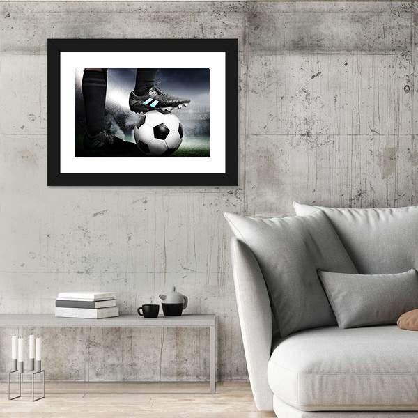 Soccer Player With Soccer Canvas Wall Art-5 Horizontal-Gallery Wrap-22" x 12"-Tiaracle