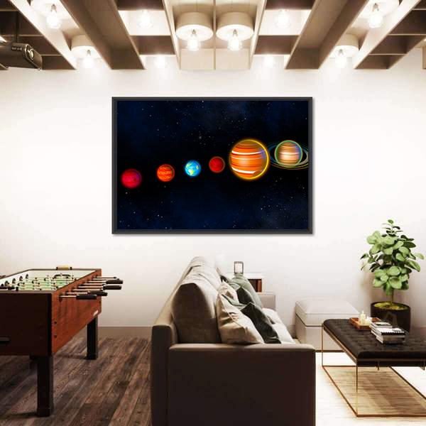 Solar System Planets Canvas Wall Art-1 Piece-Floating Frame-24" x 16"-Tiaracle