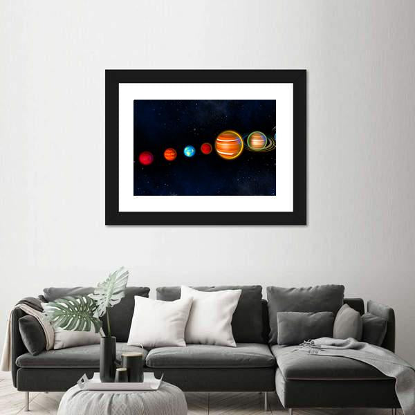 Solar System Planets Canvas Wall Art-1 Piece-Framed Print-20" x 16"-Tiaracle