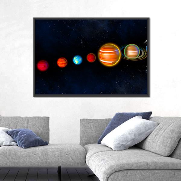Solar System Planets Canvas Wall Art-5 Horizontal-Gallery Wrap-22" x 12"-Tiaracle