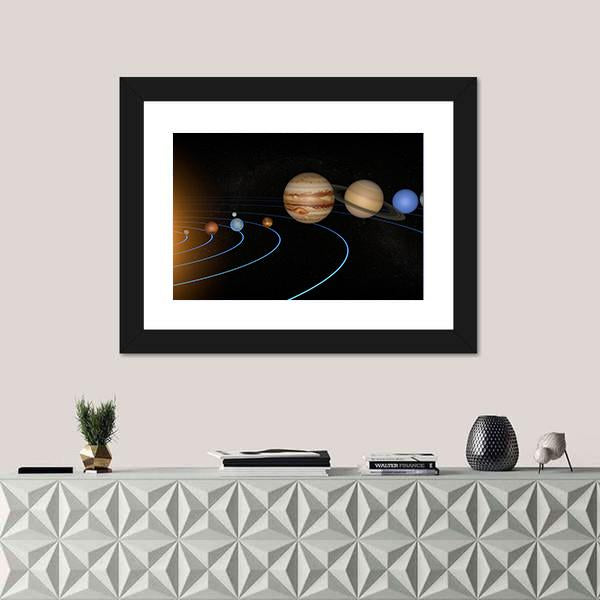 Solar System Planets In Space Universe Canvas Wall Art-1 Piece-Framed Print-20" x 16"-Tiaracle