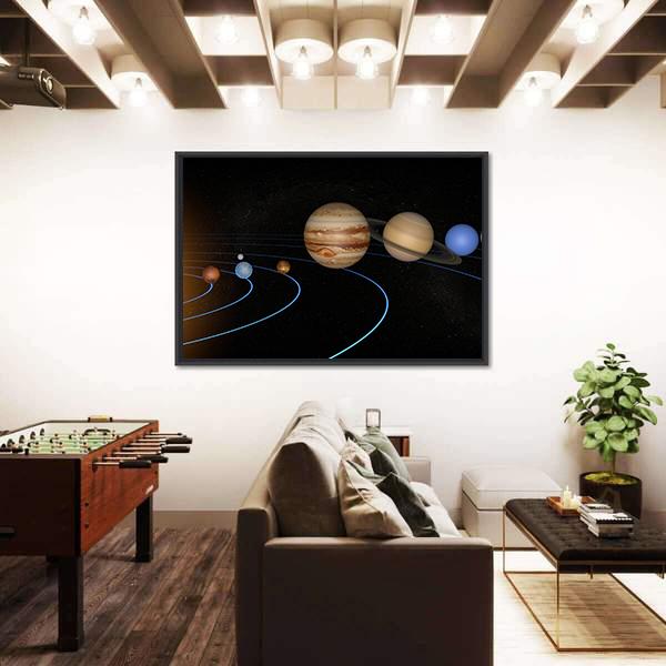 Solar System Planets In Space Universe Canvas Wall Art-3 Horizontal-Gallery Wrap-25" x 16"-Tiaracle