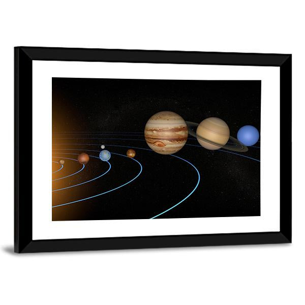 Solar System Planets In Space Universe Canvas Wall Art-3 Horizontal-Gallery Wrap-25" x 16"-Tiaracle