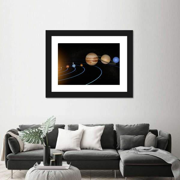 Solar System Planets In Space Universe Canvas Wall Art-3 Horizontal-Gallery Wrap-25" x 16"-Tiaracle