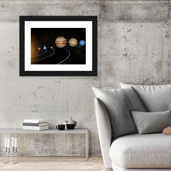 Solar System Planets In Space Universe Canvas Wall Art-3 Horizontal-Gallery Wrap-25" x 16"-Tiaracle