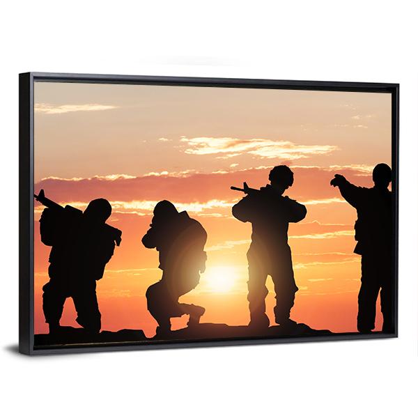 Soldiers Armed With Weapons Canvas Wall Art-3 Horizontal-Gallery Wrap-25" x 16"-Tiaracle