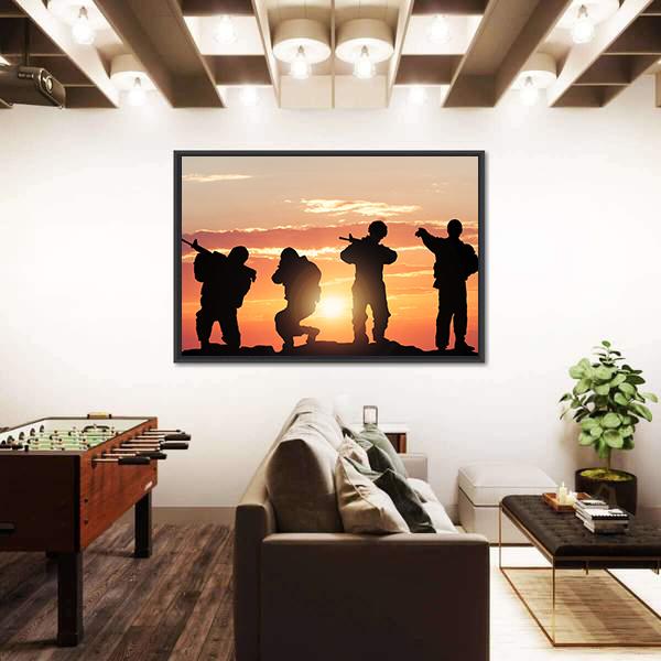 Soldiers Armed With Weapons Canvas Wall Art-3 Horizontal-Gallery Wrap-25" x 16"-Tiaracle