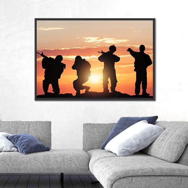 Soldiers Armed With Weapons Canvas Wall Art-3 Horizontal-Gallery Wrap-25" x 16"-Tiaracle