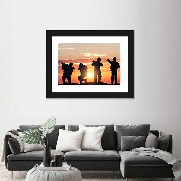 Soldiers Armed With Weapons Canvas Wall Art-3 Horizontal-Gallery Wrap-25" x 16"-Tiaracle