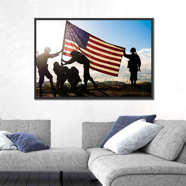 Soldiers In WWII Canvas Wall Art-5 Horizontal-Gallery Wrap-22" x 12"-Tiaracle