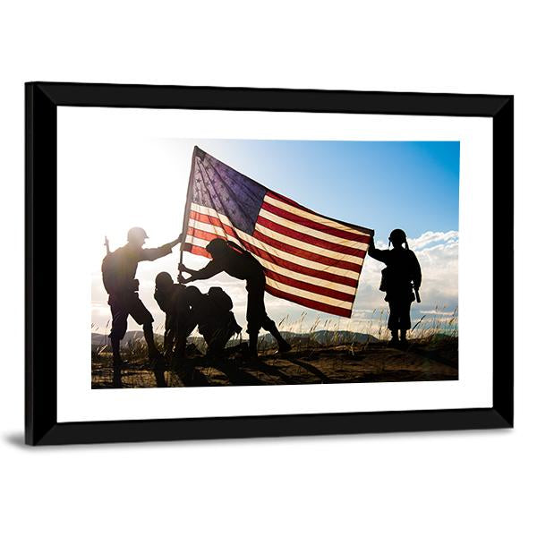 Soldiers In WWII Canvas Wall Art-5 Horizontal-Gallery Wrap-22" x 12"-Tiaracle