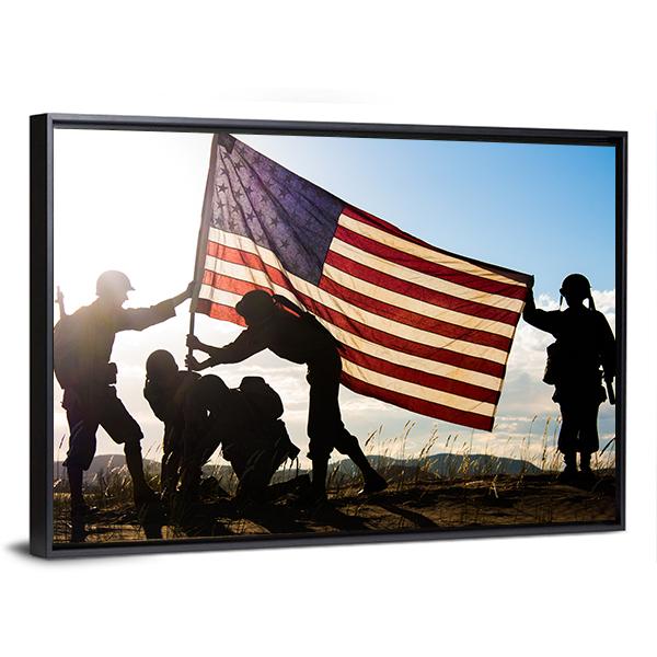 Soldiers In WWII Canvas Wall Art-5 Horizontal-Gallery Wrap-22" x 12"-Tiaracle