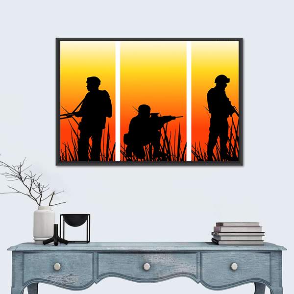 Soldiers Performing A Military Operation Canvas Wall Art-1 Piece-Floating Frame-36" x 24"-Tiaracle