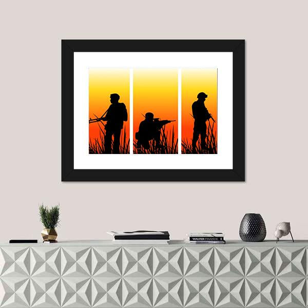 Soldiers Performing A Military Operation Canvas Wall Art-1 Piece-Framed Print-30" x 20"-Tiaracle