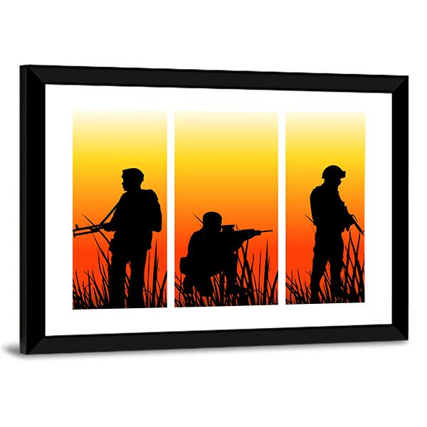 Soldiers Performing A Military Operation Canvas Wall Art-5 Horizontal-Gallery Wrap-22" x 12"-Tiaracle