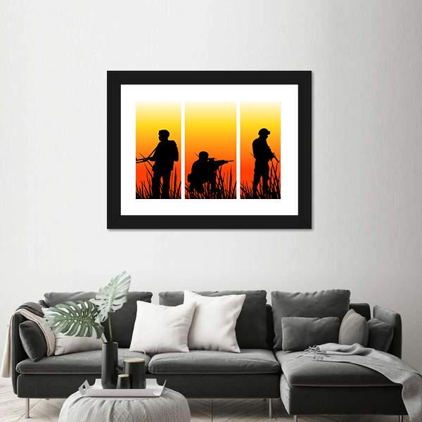 Soldiers Performing A Military Operation Canvas Wall Art-5 Horizontal-Gallery Wrap-22" x 12"-Tiaracle