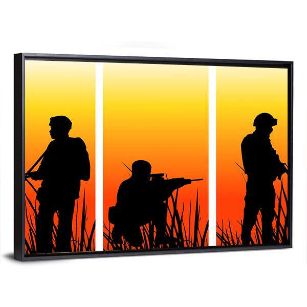 Soldiers Performing A Military Operation Canvas Wall Art-5 Horizontal-Gallery Wrap-22" x 12"-Tiaracle