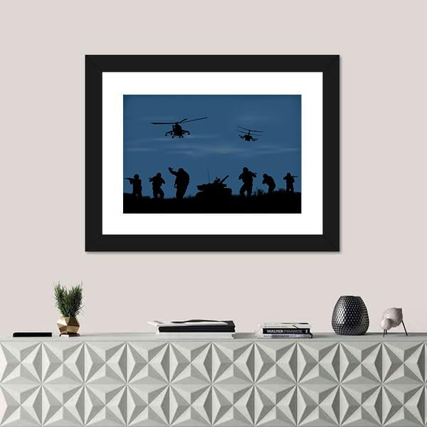 Soldiers Ready To Attack Canvas Wall Art-1 Piece-Framed Print-20" x 16"-Tiaracle