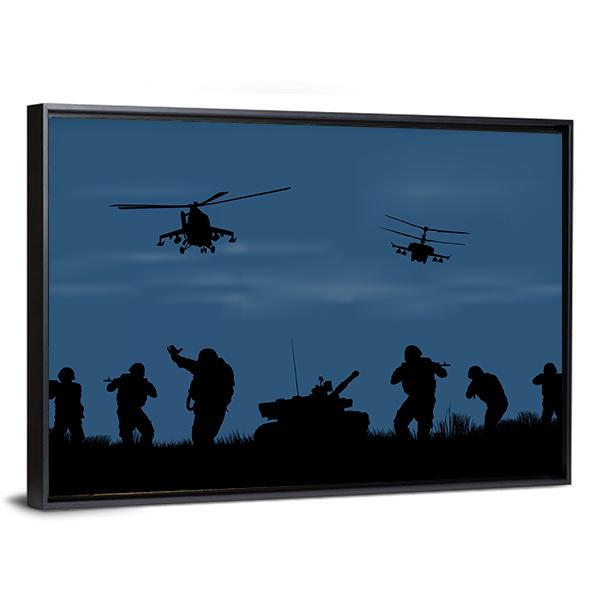 Soldiers Ready To Attack Canvas Wall Art-3 Horizontal-Gallery Wrap-25" x 16"-Tiaracle