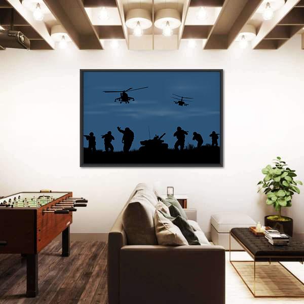 Soldiers Ready To Attack Canvas Wall Art-3 Horizontal-Gallery Wrap-25" x 16"-Tiaracle