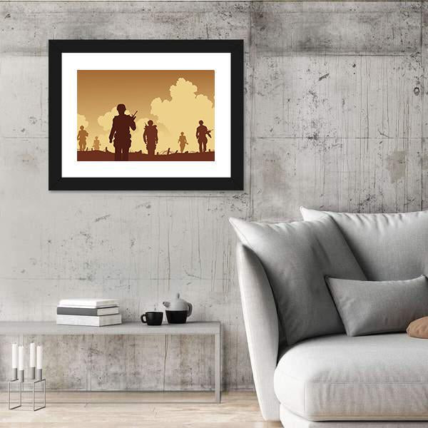 Soldiers Walking On Patrol Canvas Wall Art-5 Horizontal-Gallery Wrap-22" x 12"-Tiaracle