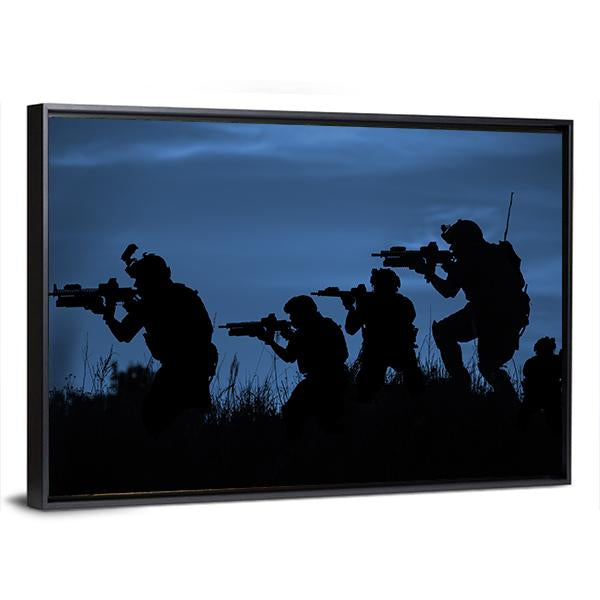 Soldiers With Rifle Canvas Wall Art-3 Horizontal-Gallery Wrap-25" x 16"-Tiaracle