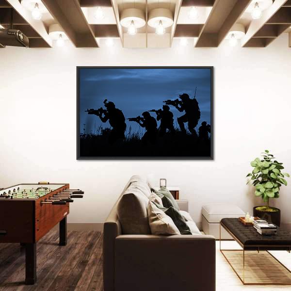Soldiers With Rifle Canvas Wall Art-3 Horizontal-Gallery Wrap-25" x 16"-Tiaracle