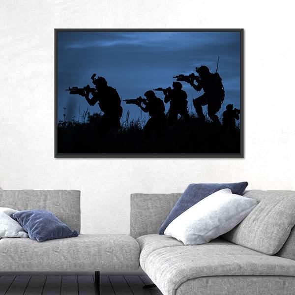 Soldiers With Rifle Canvas Wall Art-3 Horizontal-Gallery Wrap-25" x 16"-Tiaracle