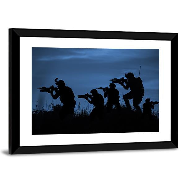 Soldiers With Rifle Canvas Wall Art-3 Horizontal-Gallery Wrap-25" x 16"-Tiaracle