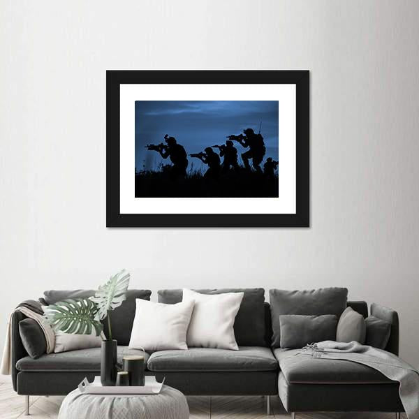 Soldiers With Rifle Canvas Wall Art-3 Horizontal-Gallery Wrap-25" x 16"-Tiaracle