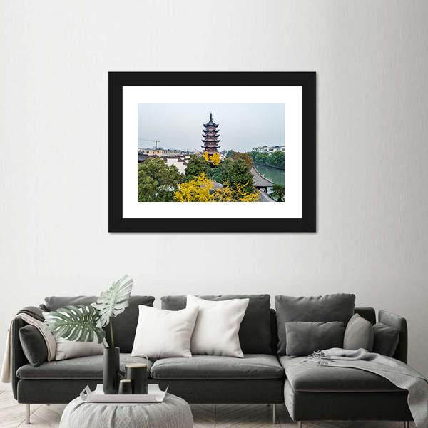 Songjiang Sijing Angola Tower Shanghai Canvas Wall Art-5 Horizontal-Gallery Wrap-22" x 12"-Tiaracle