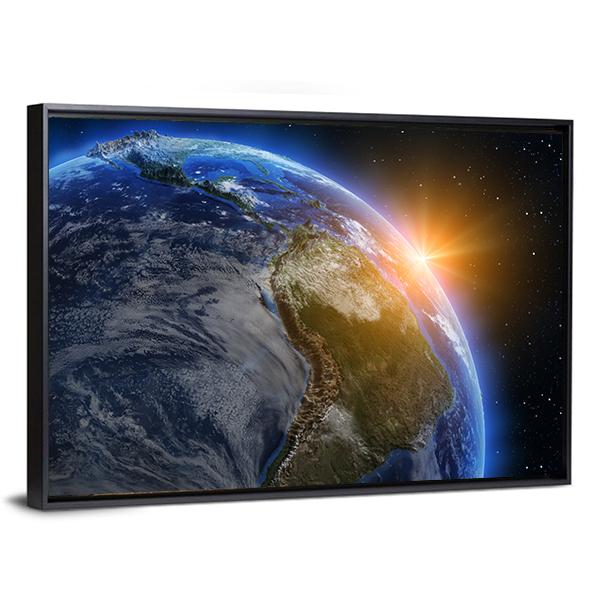 South America At Sunrise Canvas Wall Art-3 Horizontal-Gallery Wrap-25" x 16"-Tiaracle