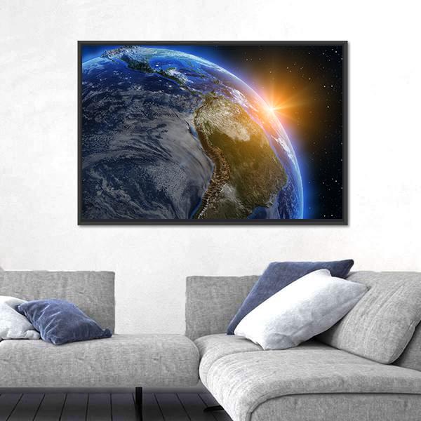 South America At Sunrise Canvas Wall Art-5 Horizontal-Gallery Wrap-22" x 12"-Tiaracle