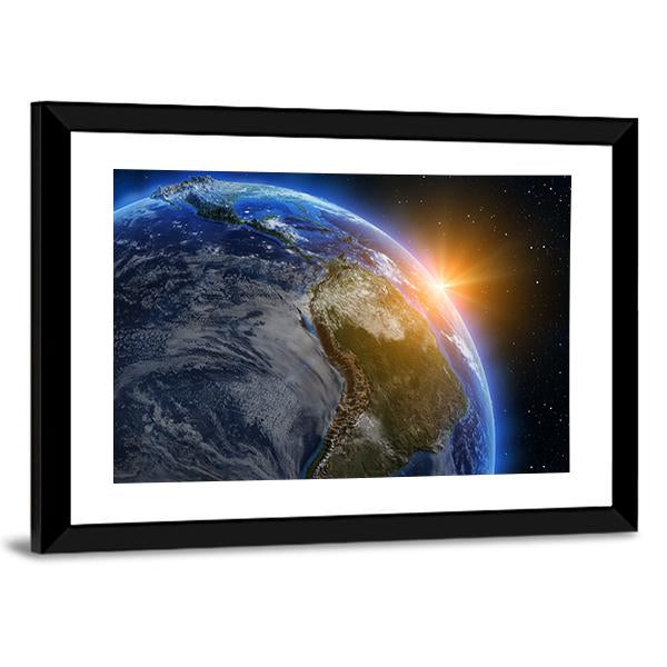 South America At Sunrise Canvas Wall Art-3 Horizontal-Gallery Wrap-25" x 16"-Tiaracle