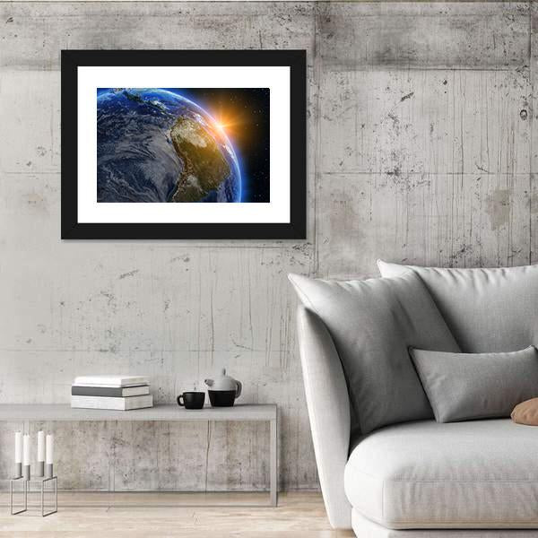 South America At Sunrise Canvas Wall Art-5 Horizontal-Gallery Wrap-22" x 12"-Tiaracle