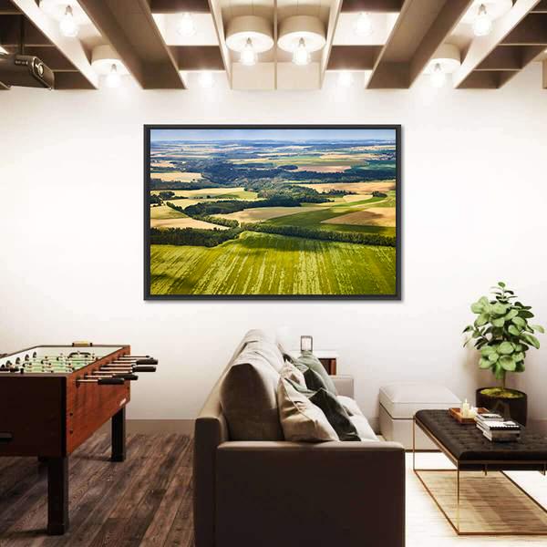 South Bohemian Landscape With Fields And Forests Canvas Wall Art-1 Piece-Floating Frame-24" x 16"-Tiaracle