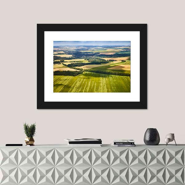 South Bohemian Landscape With Fields And Forests Canvas Wall Art-1 Piece-Framed Print-20" x 16"-Tiaracle
