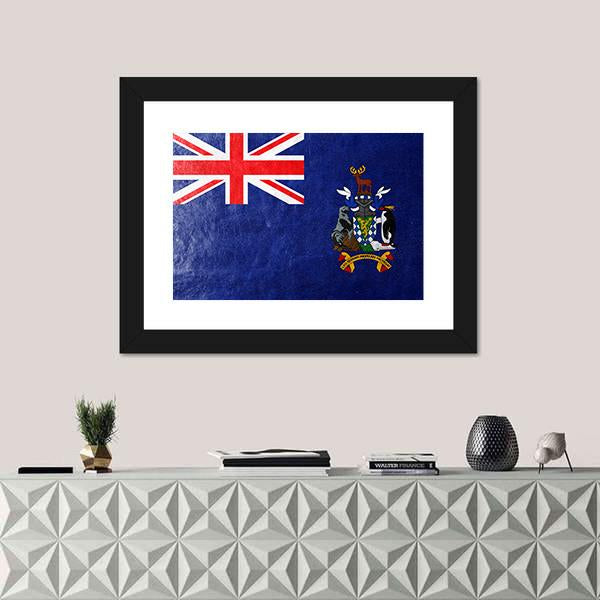 South Georgia And South Sandwich Island Flag Canvas Wall Art-1 Piece-Framed Print-20" x 16"-Tiaracle