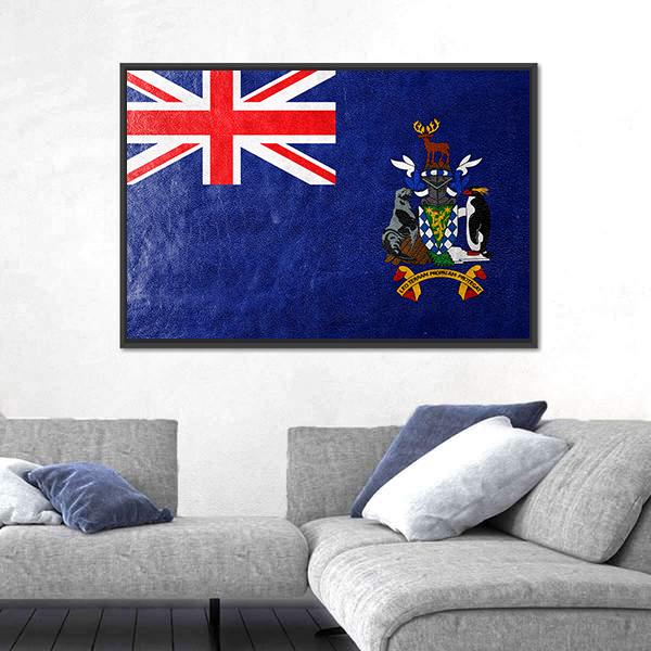 South Georgia And South Sandwich Island Flag Canvas Wall Art-3 Horizontal-Gallery Wrap-25" x 16"-Tiaracle