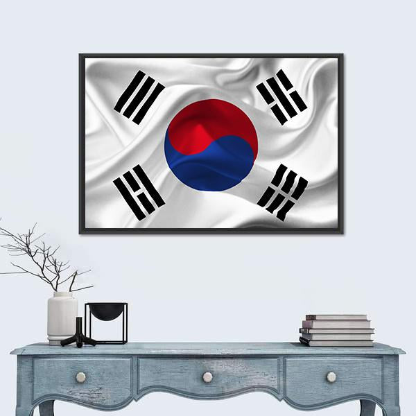 South Korea Waving Flag Canvas Wall Art-5 Horizontal-Gallery Wrap-22" x 12"-Tiaracle