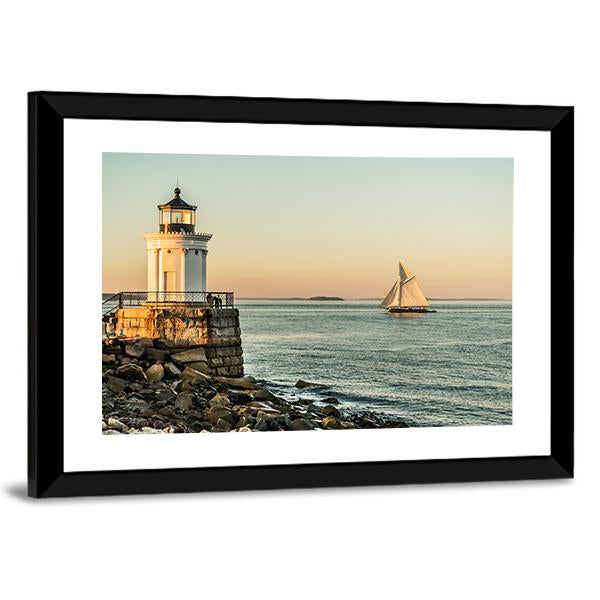 South Portland Bug Light Canvas Wall Art-5 Horizontal-Gallery Wrap-22" x 12"-Tiaracle