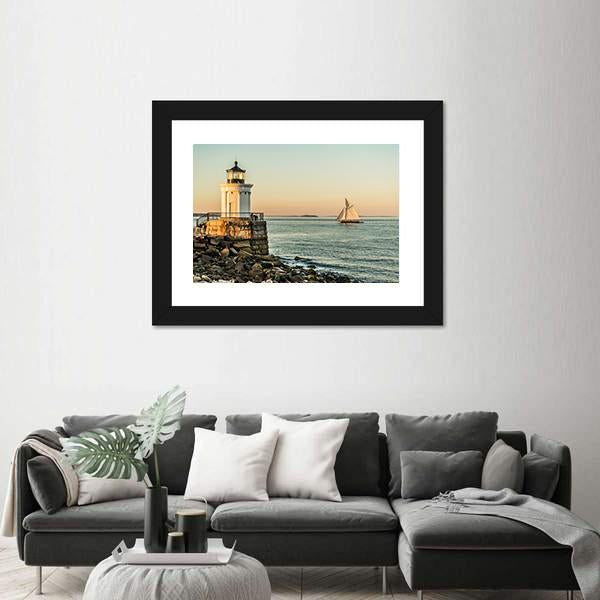 South Portland Bug Light Canvas Wall Art-5 Horizontal-Gallery Wrap-22" x 12"-Tiaracle