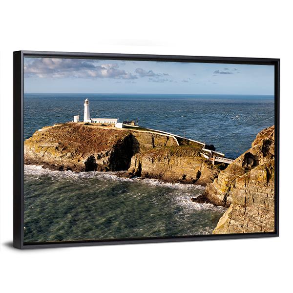 South Stack Lighthouse On Anglesey Canvas Wall Art-5 Horizontal-Gallery Wrap-22" x 12"-Tiaracle