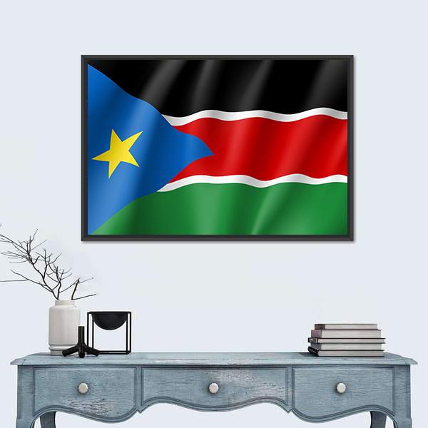 South Sudan Flag Canvas Wall Art-1 Piece-Floating Frame-36" x 24"-Tiaracle